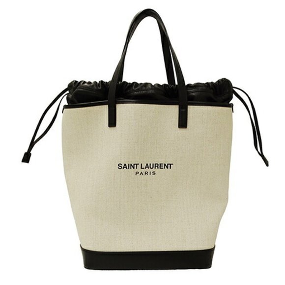 SAINT LAURENT White Coated Canvas Tote Bag - Picture 1 of 13